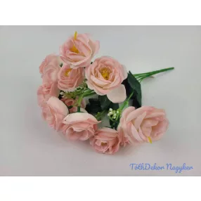 Rózsa 7 ágú selyem csokor 30 cm - Rózsaszín