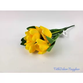 Tulipán nyílott 7 ágú selyem csokor 36 cm - Sárga
