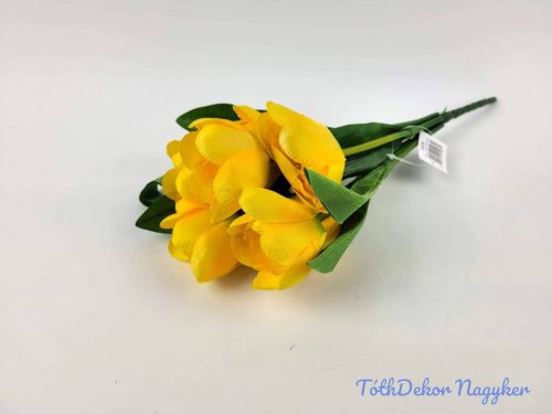 Tulipán nyílott 7 ágú selyem csokor 36 cm - Sárga
