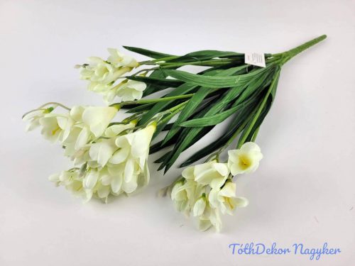 Frézia 12 ágú selyem csokor 52 cm - Törtfehér