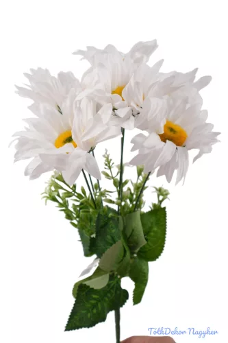 Margaréta 7 ágú selyemvirág csokor 38 cm - Fehér
