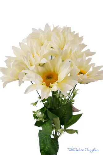 Margaréta 7 ágú selyemvirág csokor 38 cm - Krém