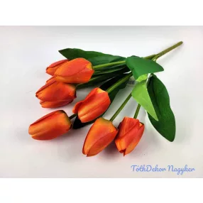 Tulipán 9 ágú selyem csokor 45 cm - Narancs