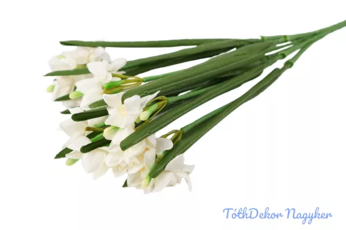 Nárcisz 7 ágú selyem csokor 60cm - Fehér