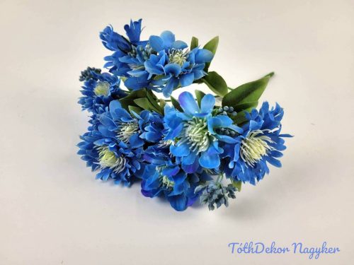 Búzavirág 5 ágú selyem csokor 28 cm - Kék