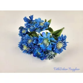 Búzavirág 5 ágú selyem csokor 28 cm - Kék