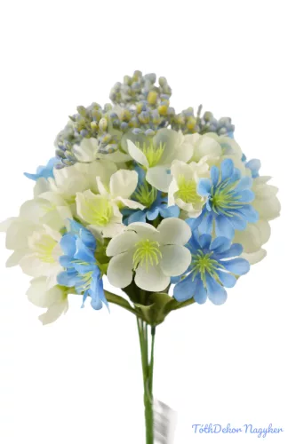Tavaszi 5 ágú selyem csokor 28cm - Kék