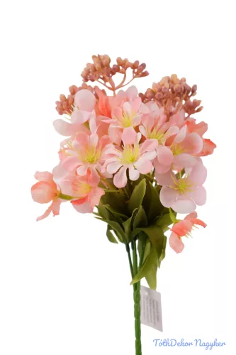 Tavaszi 5 ágú selyem csokor 28cm - Rózsaszín