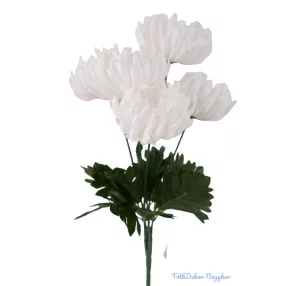 Krizantém 5 ágú selyemvirág csokor 45cm D11cm - Fehér