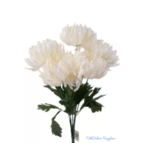 Krizantém 5 ágú selyemvirág csokor 45cm D11cm - Krém