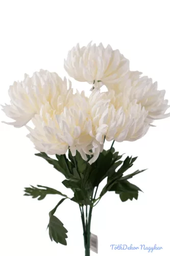 Krizantém 5 ágú selyemvirág csokor 45cm D11cm - Krém