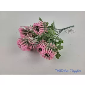 Bogáncs 7 ágú műzöld csokor 32 cm - Rózsaszín