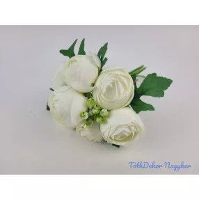 Boglárka 7 szálas kötegelt csokor 26 cm - Törtfehér
