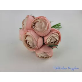   Boglárka 7 szálas kötegelt csokor 26 cm - Rózsaszín-Krém K