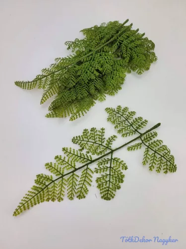 Páfrány gumis hatású mű díszítő levél 23 cm - Sötét Zöld