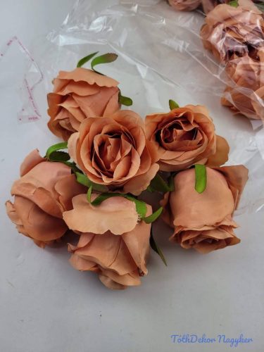 Bimbós rózsa selyemvirág fej D6,5cm - Őszi Narancs