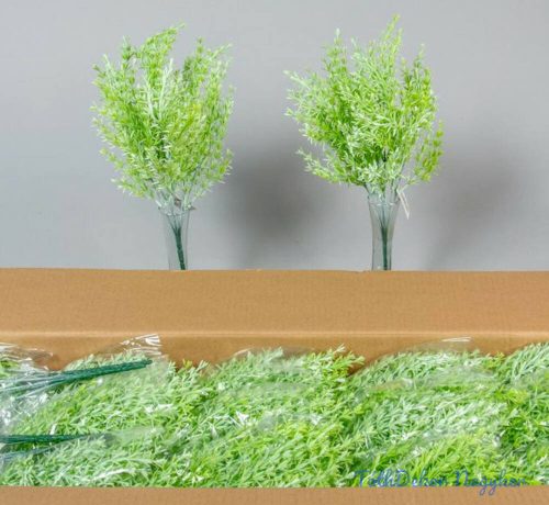 Rozmaring 7 ágú mű zöld bokor selyemvirág díszítő csokor 35 cm