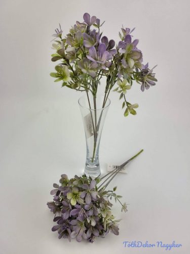 Apró virágos 5 ágú mű díszítő bokor 31 cm - Hamvas Lilás