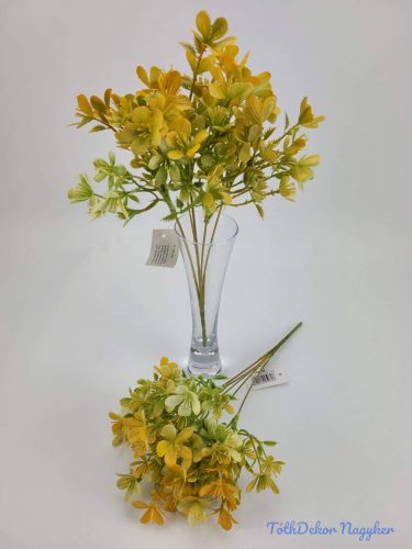 Apró virágos 5 ágú mű díszítő bokor 31 cm - Hamvas Sárga
