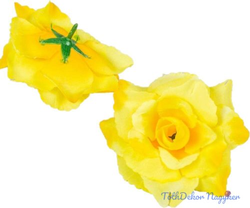 Rózsa nyílott selyemvirág fej nyílt rózsafej 10 cm - Sárga-Narancs átmenetes