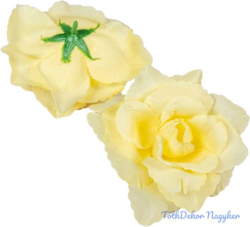 Rózsa nyílott selyemvirág fej nyílt rózsafej 10 cm - Vaj