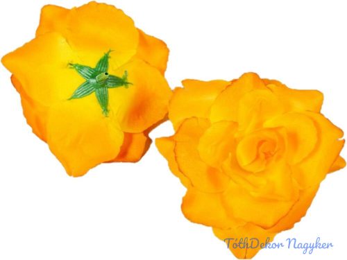 Rózsa nyílott selyemvirág fej nyílt rózsafej 10 cm - Halvány Narancs