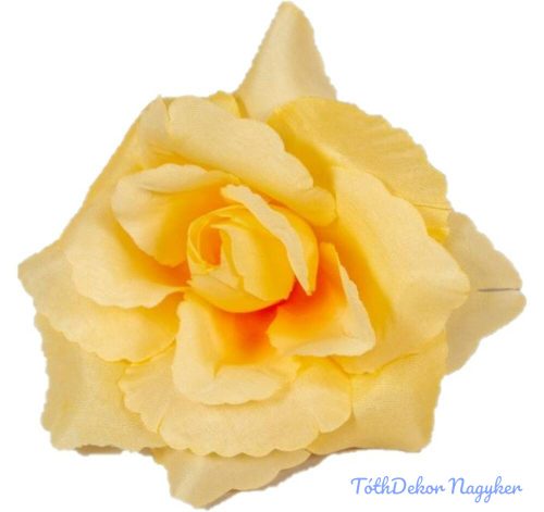 Rózsa nyílott selyemvirág fej nyílt rózsafej 10 cm - Sötét Vanília
