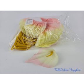 Kála selyemvirág fej 10 cm - Krém-Rózsaszín