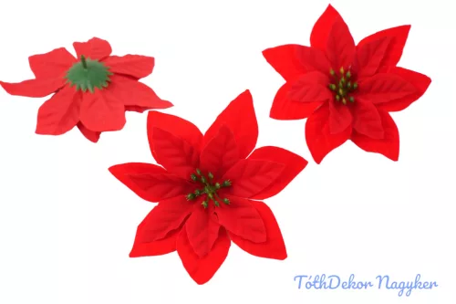 Mikulásvirág bársonyos fej D14cm - Piros