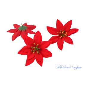 Mikulásvirág bársonyos fej D11cm - Piros