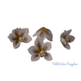Polifoam orchidea fej 9,5cm - Fehér-Cirmos