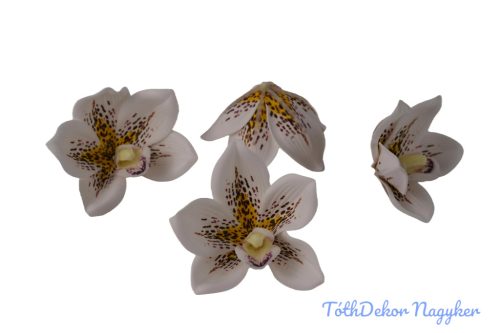 Polifoam orchidea fej 9,5cm - Fehér-Cirmos