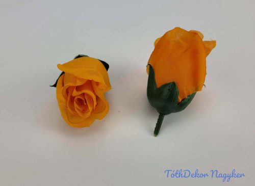 Bimbós rózsa selyemvirág fej M5,5 cm - Világos Narancs