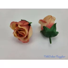 Bimbós rózsa selyemvirág fej M5,5 cm - Pirosas Barack