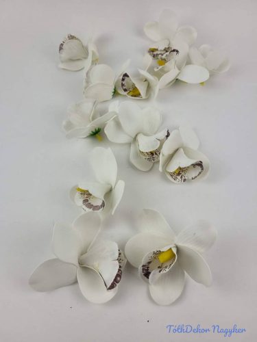 Orchidea polifoam fej 10 cm - Fehér