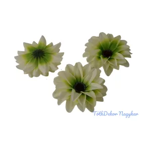 Dália selyemvirág fej D11-12cm - Krém-Zöld