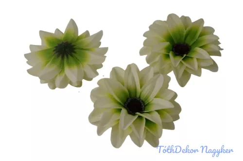 Dália selyemvirág fej D11-12cm - Krém-Zöld