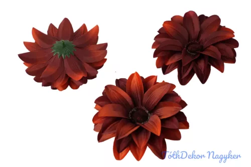 Dália selyemvirág fej D11-12cm - Bordós Barna