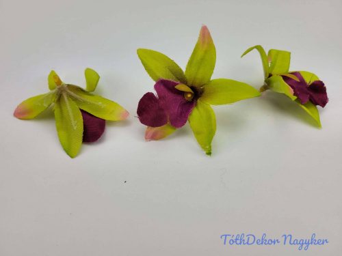 Orchidea selyemvirág fej 6,5 cm - Zöldes