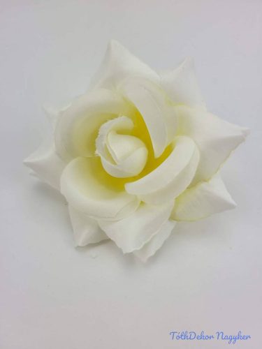 Nyílt rózsa selyemvirág fej 11 cm - Törtfehér