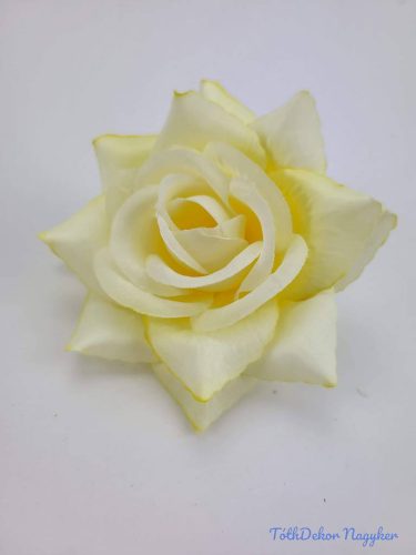 Nyílt rózsa selyemvirág fej 11 cm - Halvány Krém