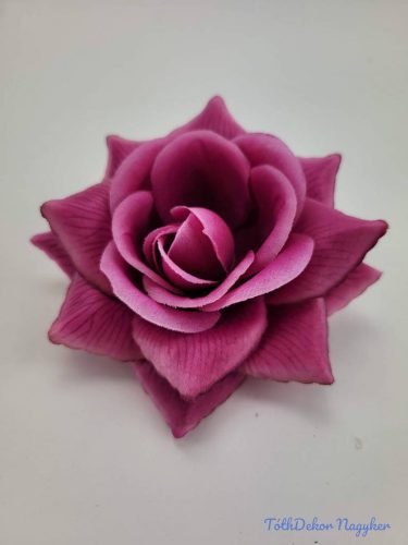 Nyílt rózsa selyemvirág fej 11 cm - Mályvás Lila
