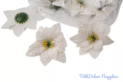 Mikulásvirág bársonyos fej D11,5cm - Fehér