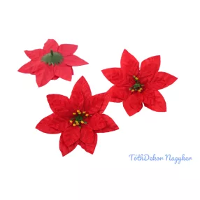 Mikulásvirág bársonyos fej D11,5cm - Piros