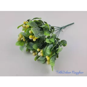 Bogyós 7 ágú mű díszítő csokor 27 cm - Krém