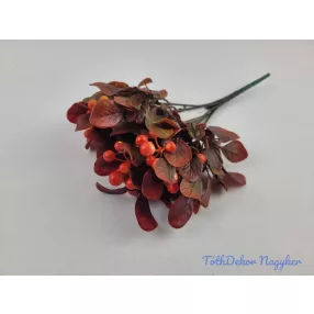 Bogyós 7 ágú mű díszítő csokor 27 cm - Pirosas
