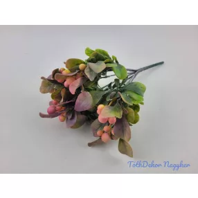 Bogyós 7 ágú mű díszítő csokor 27 cm - Rózsaszín