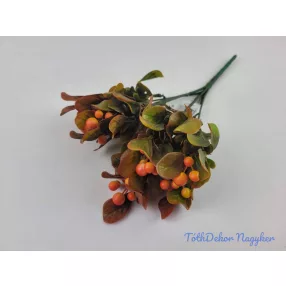Bogyós 7 ágú mű díszítő csokor 27 cm - Narancs