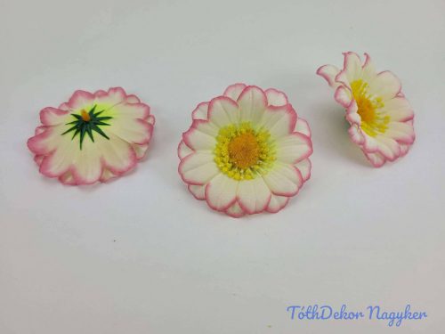 Margaréta selyemvirág fej 7 cm - Krém-Rózsaszín Cirmos