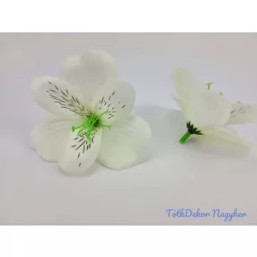 Alsztromélia selyemvirág fej 8 cm - Törtfehér